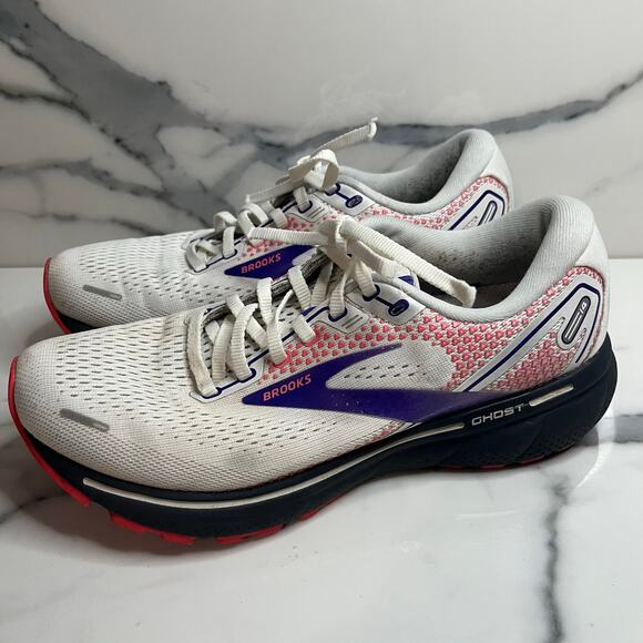 Brooks Women's White Purple Coral Ghost 14 Sneakers Running Shoes Sz 8.5 Athlete - Picture 4 of 8